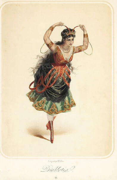 Woman in costume as an imp for a masquerade ball