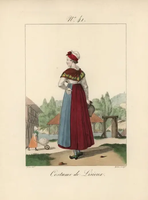 Framed Print : Woman in costume of Lisieux She wears a cotton Framed Print : Woman in costume of Lisieux She wears a cotton