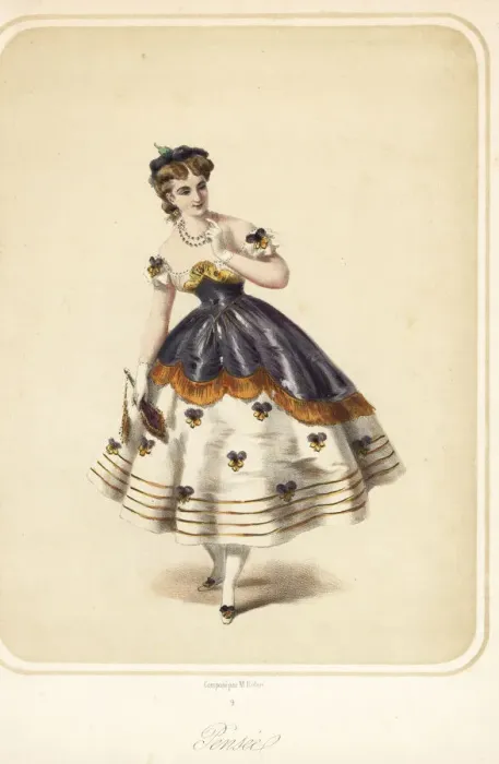 Framed Print : Woman in costume as a pansy for a masquerade ball Framed Print : Woman in costume as a pansy for a masquerade ball
