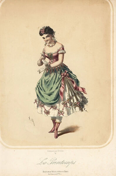 Woman in costume of Spring for a masquerade ball