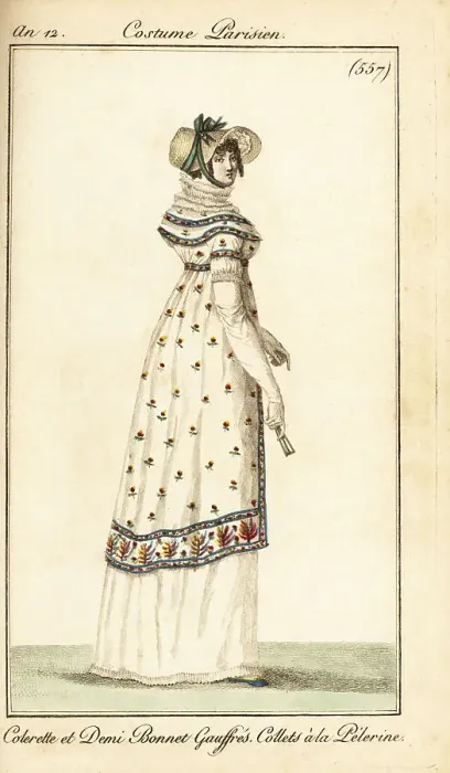 Framed Print : Woman in crimped collar and half-bonnet, Paris, 1804 Framed Print : Woman in crimped collar and half-bonnet, Paris, 1804