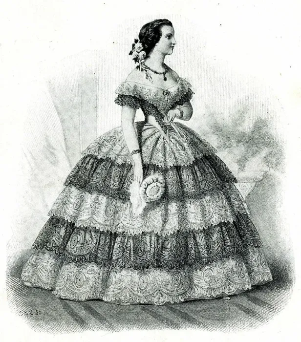 1850s evening dress 1850. Evening Dresses, Godeys, May