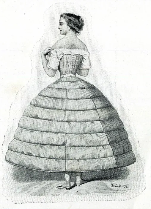 Framed Print : Woman in a crinoline underskirt Framed Print : Woman in a crinoline underskirt