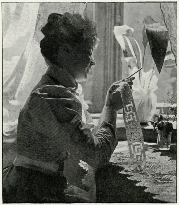 Framed Print : Woman crocheting 1906 Framed Print : Woman crocheting 1906