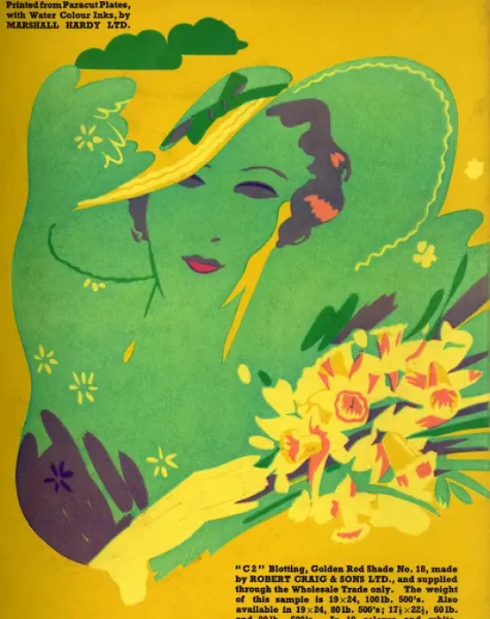 Framed Print : Woman with daffodils in Art Deco style Framed Print : Woman with daffodils in Art Deco style