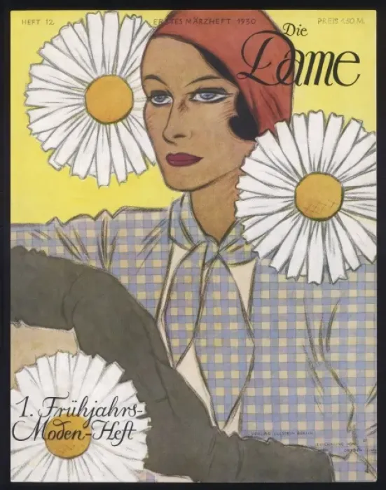 Framed Print : Woman and Daisies 1930