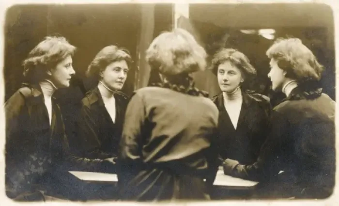 Framed Print : Same woman in five different poses in the one shot Framed Print : Same woman in five different poses in the one shot