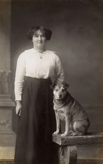 Framed Print : Woman with dog Framed Print : Woman with dog