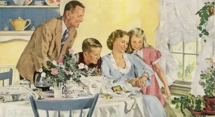Framed Print : Woman Dons New Watch Date: 1950 Framed Print : Woman Dons New Watch Date: 1950