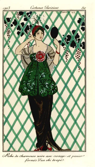 Framed Print : Woman in dress of black charmeuse satin, 1913 Framed Print : Woman in dress of black charmeuse satin, 1913