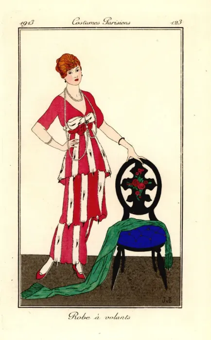 Framed Print : Woman in dress with ermine ruffles, 1913 Framed Print : Woman in dress with ermine ruffles, 1913