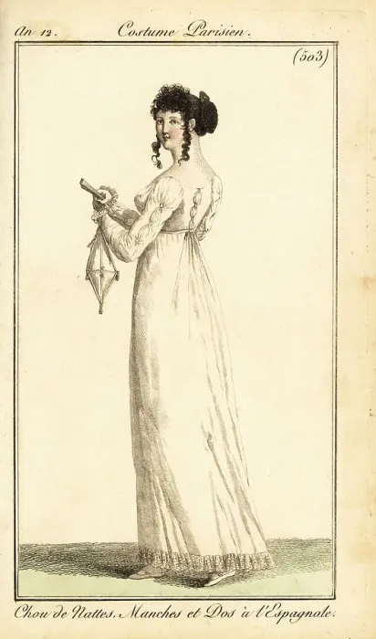 Framed Print : Woman in dress with Spanish darts, Paris, 1803 Framed Print : Woman in dress with Spanish darts, Paris, 1803