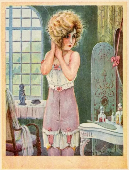 Framed Print : Woman Dressing  /  Milliere