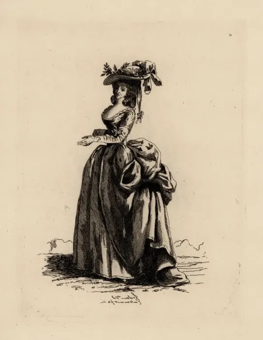 Framed Print : Woman in English-style dress, era of Marie Antoinette Framed Print : Woman in English-style dress, era of Marie Antoinette