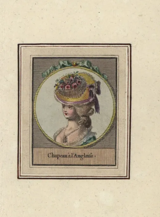 Framed Print : Woman in English-style hat decorated with Framed Print : Woman in English-style hat decorated with