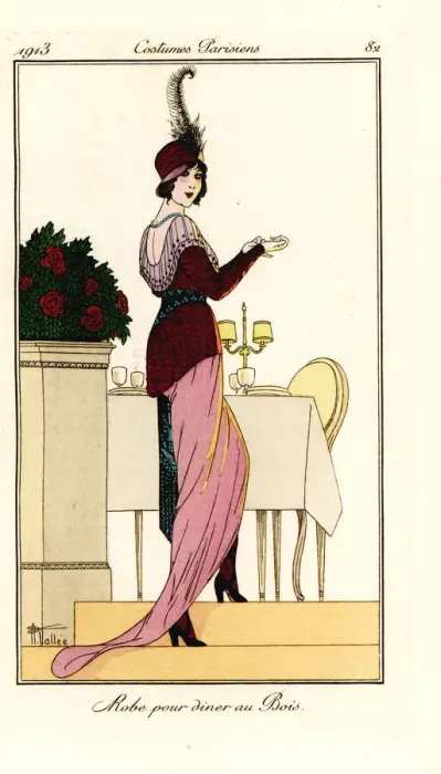Framed Print : Woman in evening gown for dinner at Bois Framed Print : Woman in evening gown for dinner at Bois