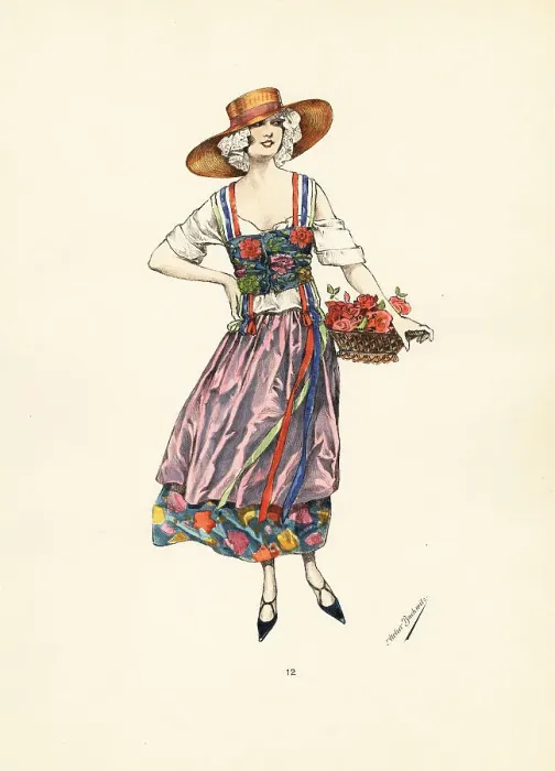 Framed Print : Woman in fancy dress costume as a gardener Framed Print : Woman in fancy dress costume as a gardener