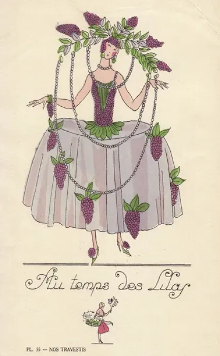 Framed Print : Woman in fancy dress costume as lilac flowers