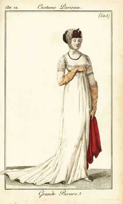 Framed Print : Woman in formal wear drawn at the Opera, Paris, 1803 Framed Print : Woman in formal wear drawn at the Opera, Paris, 1803