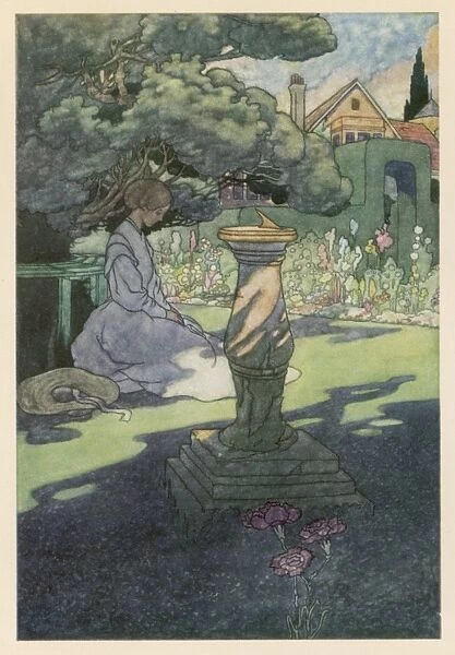 Woman and Garden Sundial