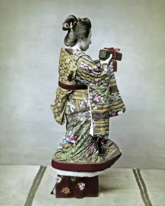 Framed Print : Woman with gift, Japan Framed Print : Woman with gift, Japan