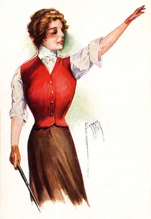 Framed Print : Woman Golfer in Red Vest Acknowledges Crowd Date: 1913 Framed Print : Woman Golfer in Red Vest Acknowledges Crowd Date: 1913
