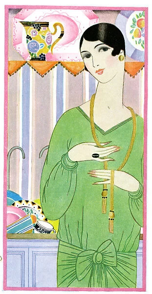 Woman in a green dress