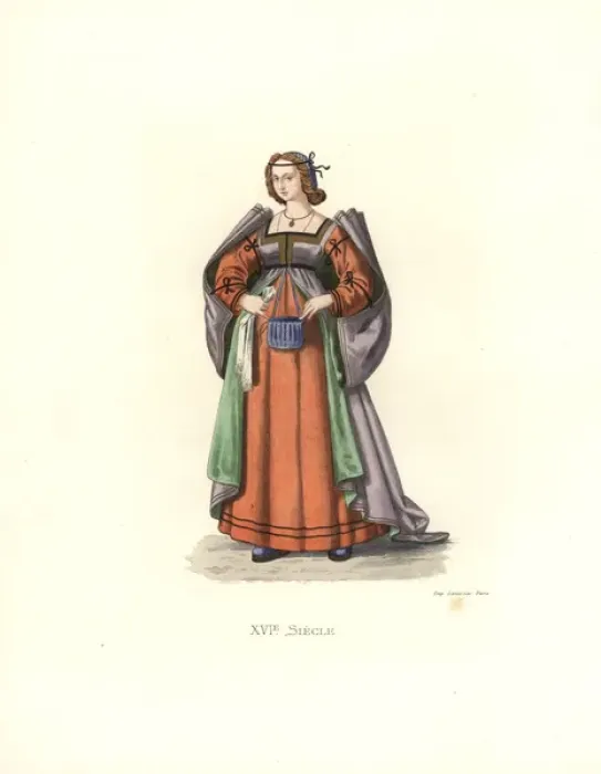 Framed Print : Woman from Grenada, 16th century, in long purple Framed Print : Woman from Grenada, 16th century, in long purple