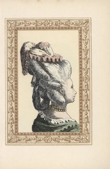 Framed Print : Woman with her hair combed up and in ringlets Framed Print : Woman with her hair combed up and in ringlets