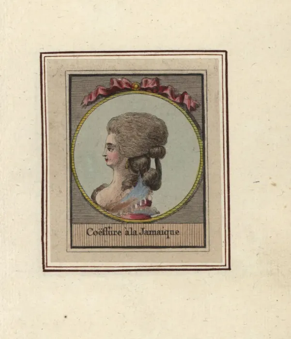 Framed Print : Woman in hairstyle with ringlets called the Jamaican, 1783 Framed Print : Woman in hairstyle with ringlets called the Jamaican, 1783