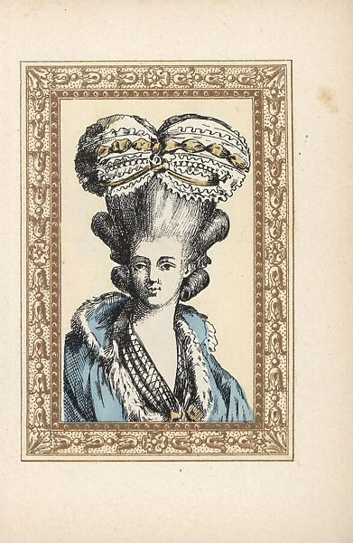 Woman in hairstyle topped by a bonnet called