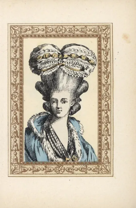 Framed Print : Woman in hairstyle topped by a bonnet called Framed Print : Woman in hairstyle topped by a bonnet called