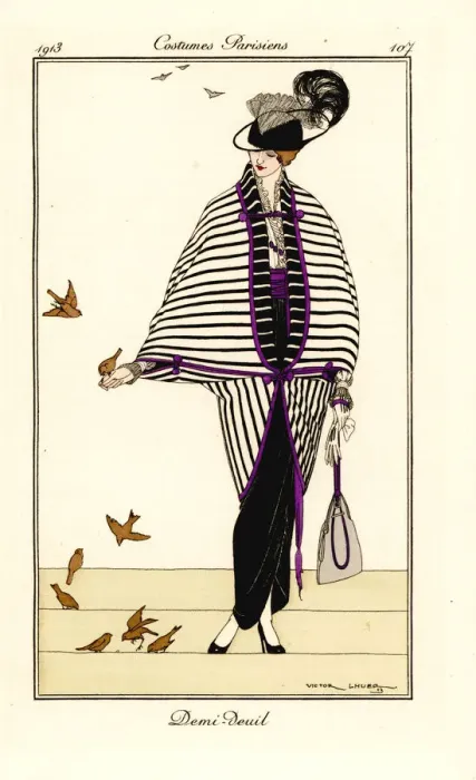 Framed Print : Woman in half-mourning outfit of cape and gown, 1913 Framed Print : Woman in half-mourning outfit of cape and gown, 1913
