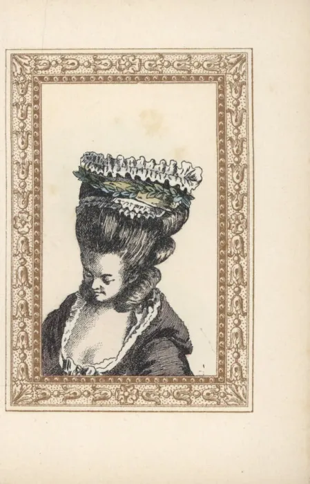Framed Print : Woman in the Harvester bonnet over a hairstyle with curls Framed Print : Woman in the Harvester bonnet over a hairstyle with curls