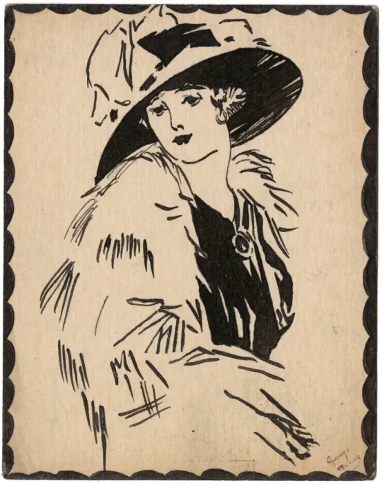 Framed Print : Woman in a hat by George Ranstead Framed Print : Woman in a hat by George Ranstead