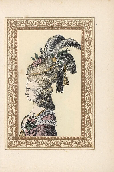 Woman in a hedgehog hairdo with feathers