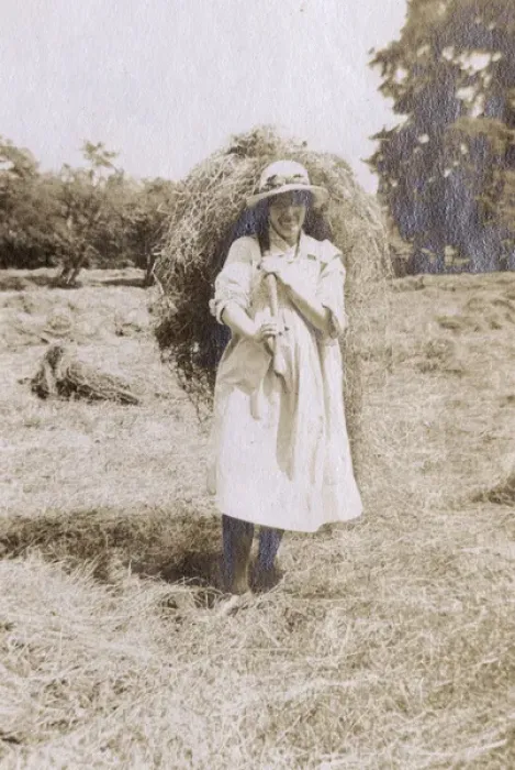 Framed Print : Woman helping with the harvest, WW1 Framed Print : Woman helping with the harvest, WW1