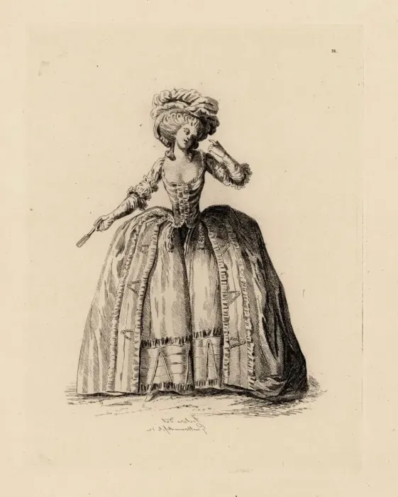 Framed Print : Woman in hooped dress, era of Marie Antoinette Framed Print : Woman in hooped dress, era of Marie Antoinette