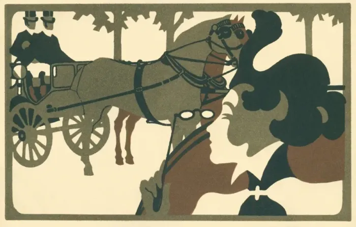 Framed Print : Woman and a horse carriage Framed Print : Woman and a horse carriage