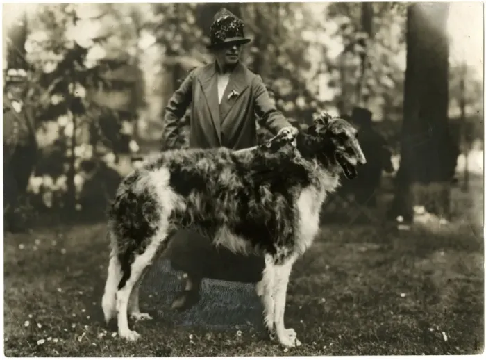 Framed Print : Woman with an Irish Wolfhound Framed Print : Woman with an Irish Wolfhound