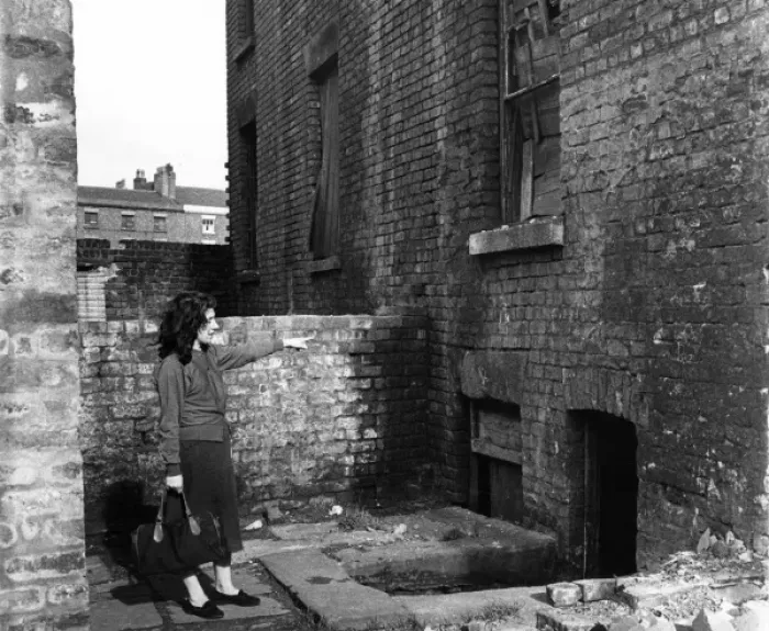 Framed Print : Woman and Liverpool derelict house Framed Print : Woman and Liverpool derelict house