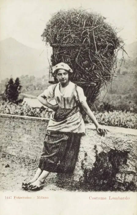 Framed Print : Woman from Lombardy carrying hay Framed Print : Woman from Lombardy carrying hay