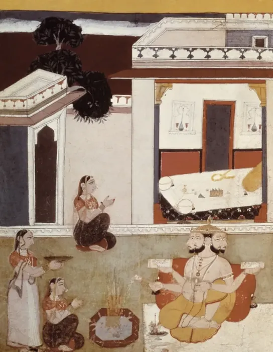Framed Print : Woman Making an Offering to Brahma. 1720. Hindu Framed Print : Woman Making an Offering to Brahma. 1720. Hindu