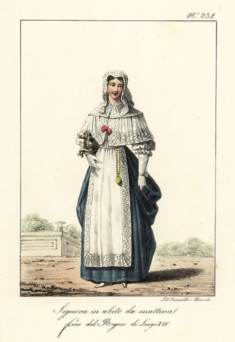 Framed Print : Woman in morning dress, reign of King Louis XIV of France Framed Print : Woman in morning dress, reign of King Louis XIV of France
