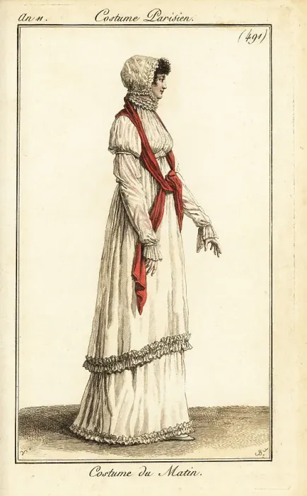 Framed Print : Woman in morning outfit or walking dress, Paris, 1803 Framed Print : Woman in morning outfit or walking dress, Paris, 1803