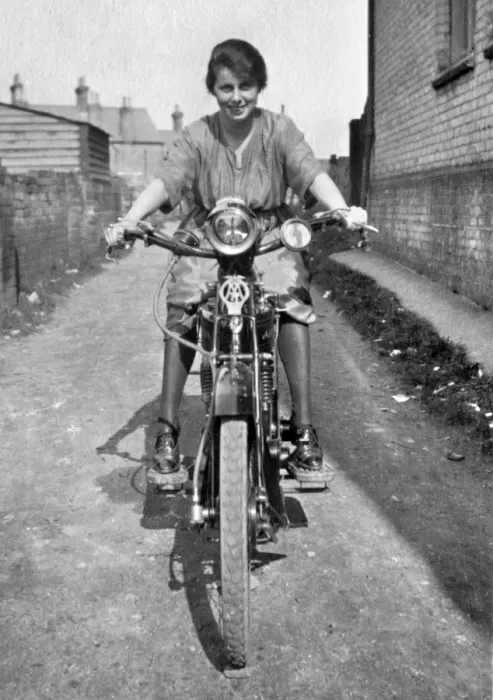 Framed Print : Woman on a motorbike Framed Print : Woman on a motorbike