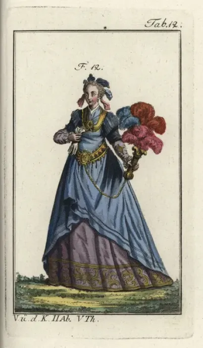 Framed Print : Woman of Naples with a feather fan attached Framed Print : Woman of Naples with a feather fan attached