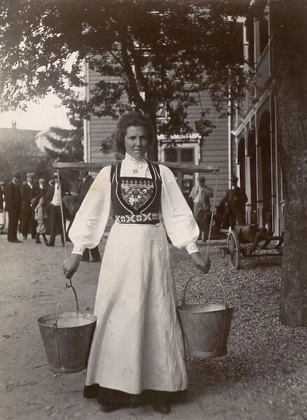Woman in national costume, Mundal, Norway
