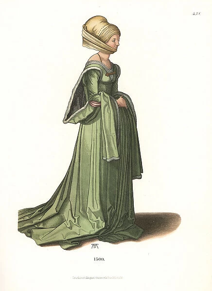 Woman of Nuremburg in elaborate headdress, 1500