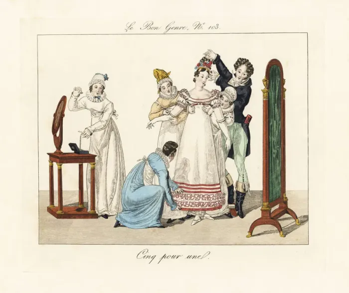 Framed Print : A woman is pampered by her staff Framed Print : A woman is pampered by her staff